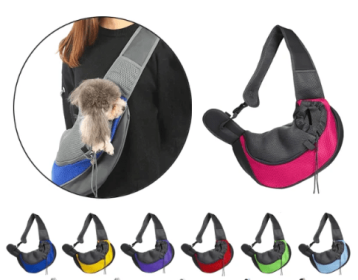 Small Dog Carrier Shoulder Tote  Pooch Pouch (Dark Gray: Red)