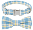 Collar with Plaid Bowtie for Small, Medium, Large Dogs