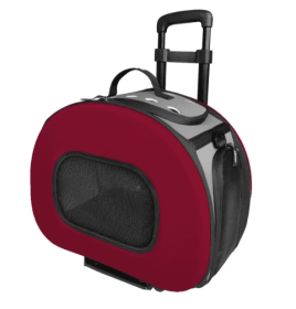 Tough-Shell Wheeled Collapsible Dog Carrier (Color2: Red)