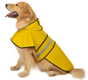 Reflective Adjustable Hooded Raincoat for Dogs (Color2: Yellow, size: Small)