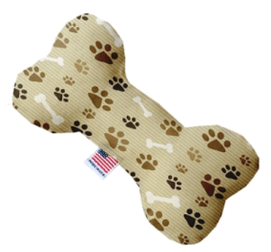 Durable Canvas Bone Dog Toys - Pawz Plus (Style 2: Mocha Pawz, Size 2: 6")