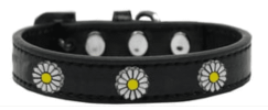 White Daisy Fun Widget Collars - Black